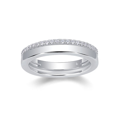 1Double Ring Shadow - A Fashionable And Luxurious Jewelry Piece Set With Moissanite S925 Sterling Silver And Platinum - plated Diamond Prohibit TikTok sales - 5 - CJ