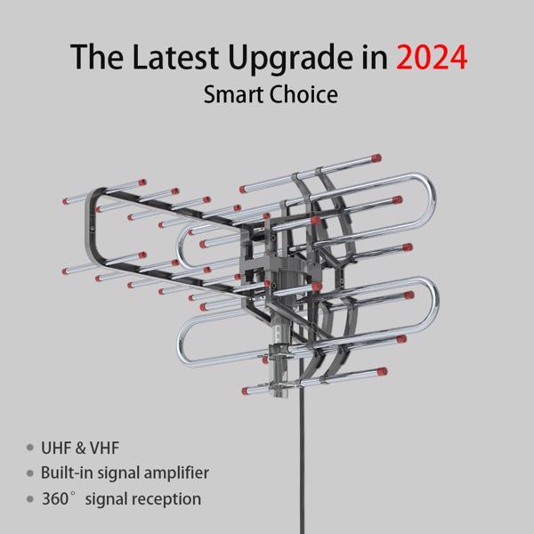 TA-851B 360 Degree Steering TV Antenna 45-860MHz 22-38dB HD Pixel 4K Radiation Range 150 Miles Cable 12 Support 1 TV Outdoor