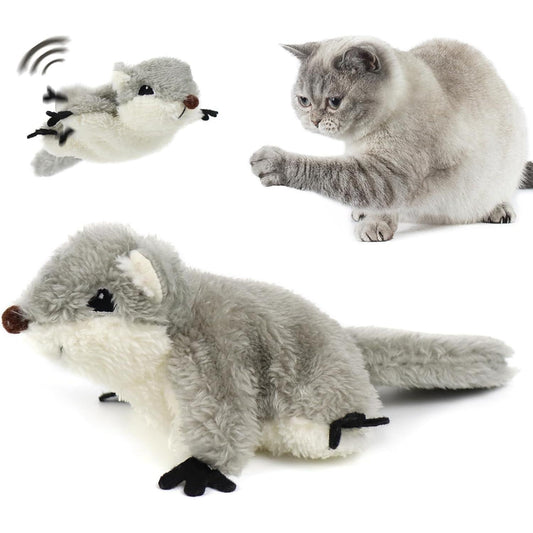 PROKEl Pet Toys, Cat Catnip Toys FlappingSquirrel, Rechargeable Touch Activated KittenToys, Lifelike Interactive Cats Toy Indoor, CatKicker Plush Toys For All Breeds Universalinteractive Toy Cat Toys - 5 - CJ