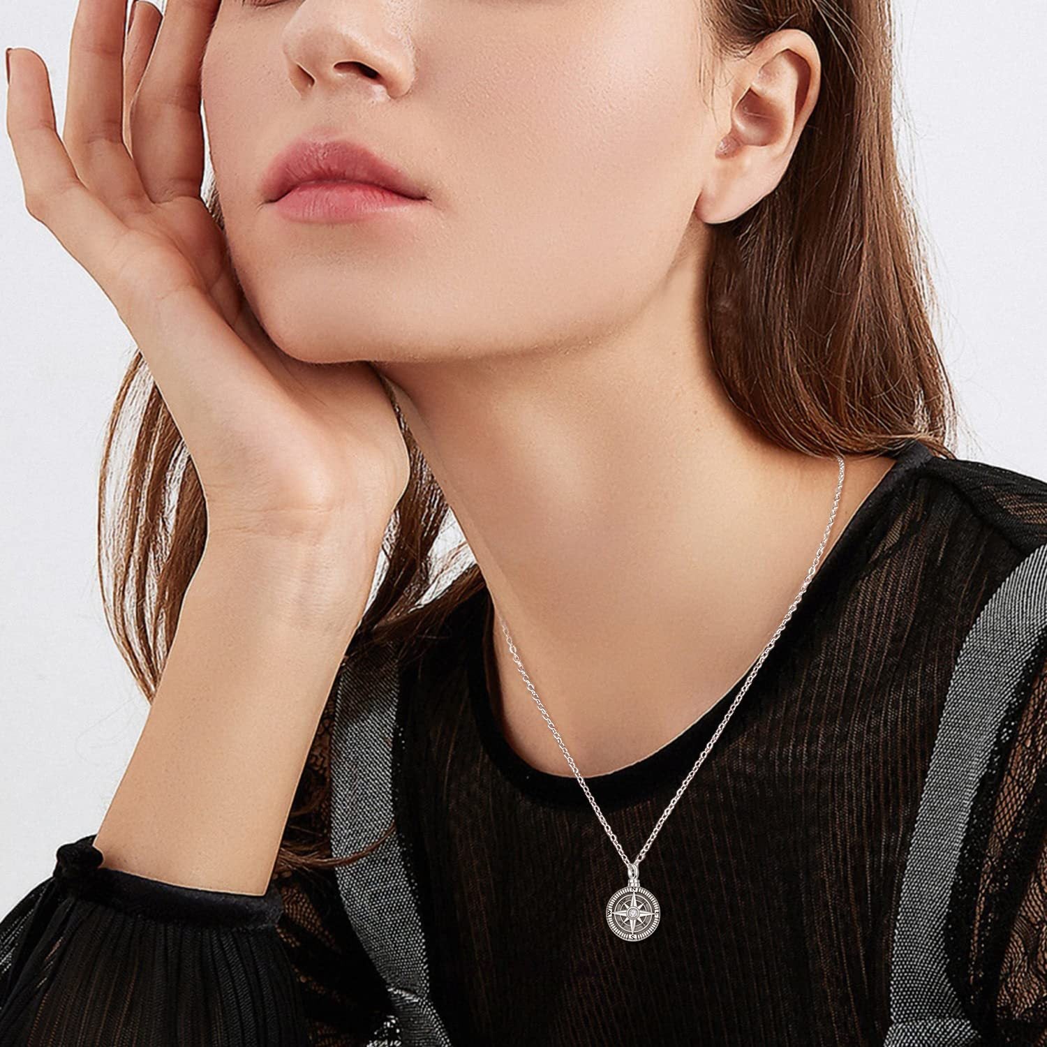 Urn Necklaces Compass 925 Sterling Sliver Keepsake Urns Pendant Ashes Jewelry by CJ