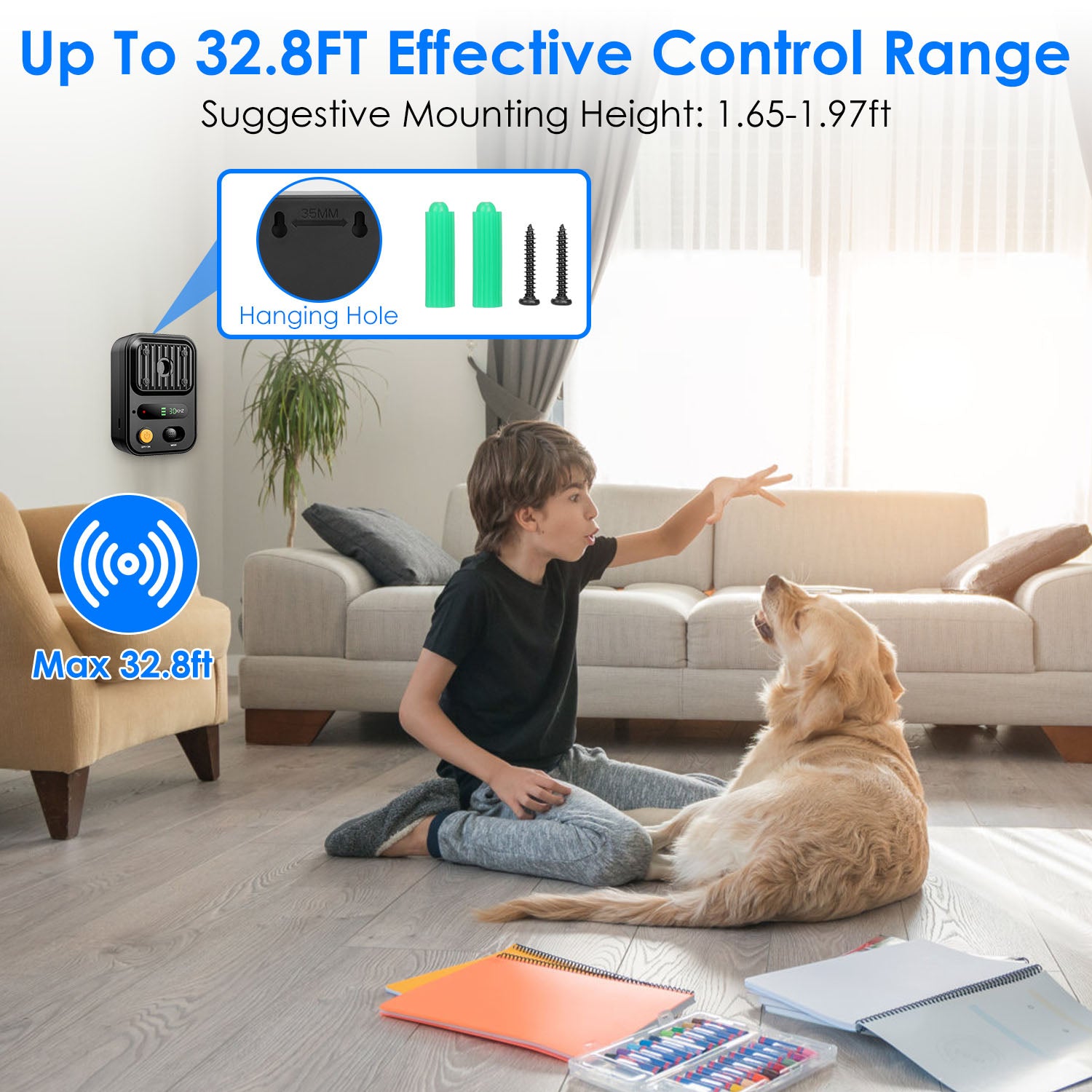 Black - Green Color Options - 1Pc Ultrasonic Anti - Barking Device Rechargeable Auto Dog Bark Control Deterrent Box Training Device IPX4 Waterproof With 3 Frequency Max 32.8Feet Sensing Distance For Most - 5 - CJ