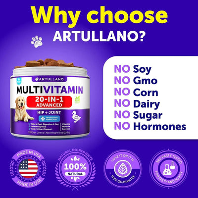 Do Not Sell On Amazon Dog Multivitamin Chewable With Glucosamine 20 In 1 Dog Vitamins And Supplements Senior & Puppy Multivitamin For Dogs Pet Joint Support Health Immunity Mobility Gut Skin 120 Chews - 5 - CJ