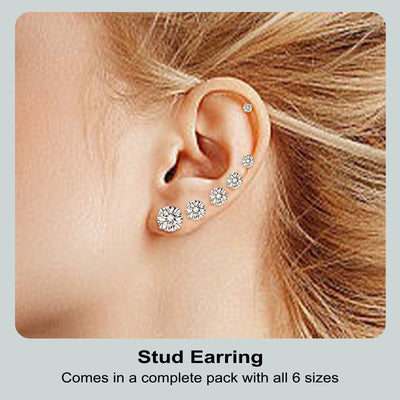 Huazi Diamond, Butterfly Buckle Titanium Steel Stud Earrings 6 Pairs - 5 - CJ