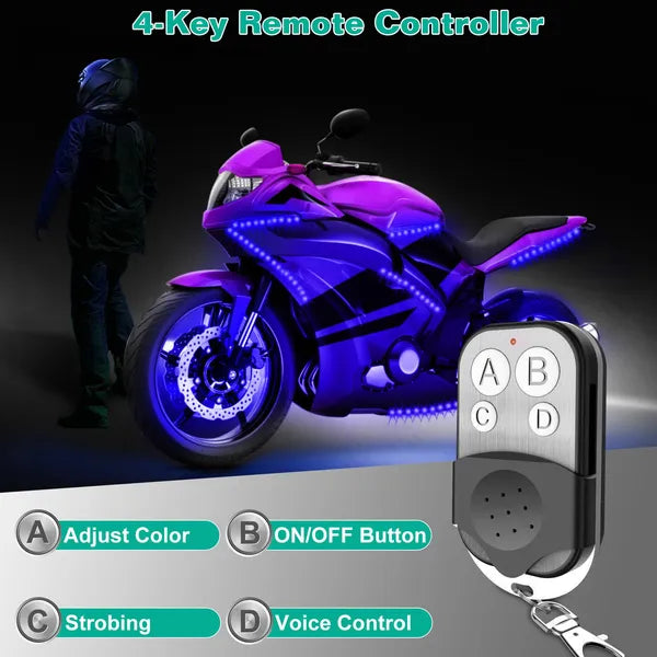 6Pcs Motorcycle LED Light Strips Multi - Color Neon Light Kits Waterproof DC 12V RGB Atmosphere Lights - 5.0 - CJ
