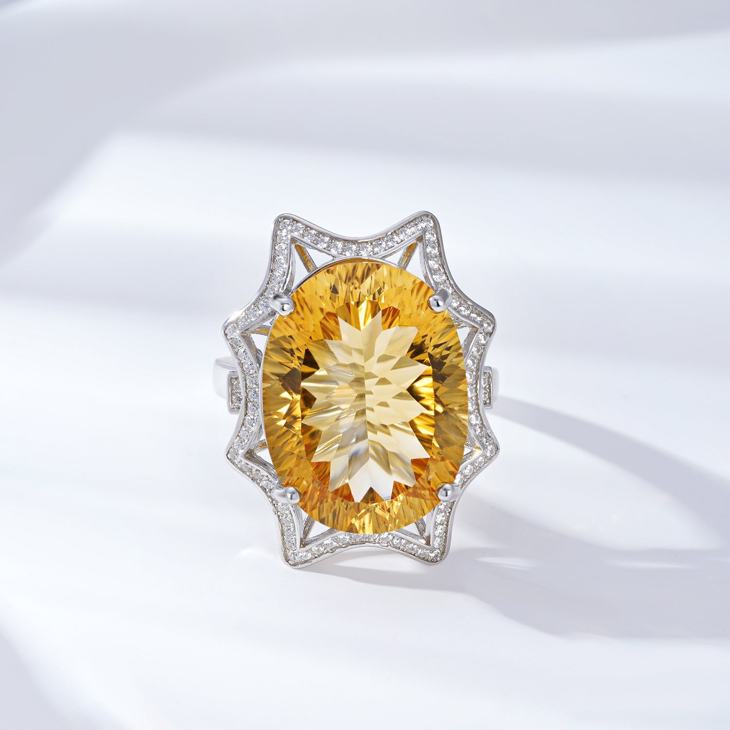 Natural Crystal Jewelry European And American Simple Light Luxury Style Large Topaz Ring - 4 - CJ
