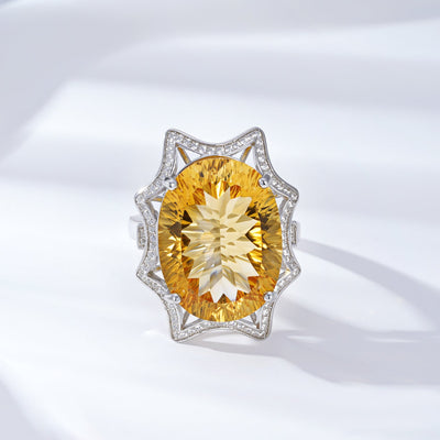 Natural Crystal Jewelry European And American Simple Light Luxury Style Large Topaz Ring - 4 - CJ