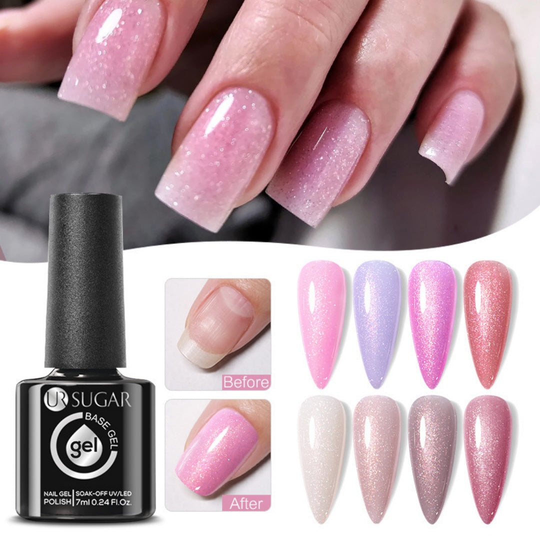 Reinforced Long - lasting No - file Base Coat With Shimmering Glitter Gel Polish - 0 - CJ