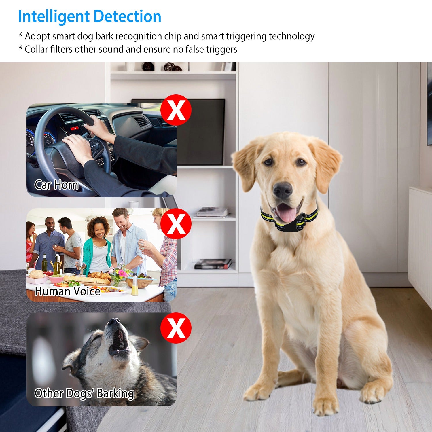 Dog Bark Collar Rechargeable Waterproof Beep Vibration Static Stimulation Bark Stopper Automatic Identification Collar With 6 Intensity Dual Modes - 5 - CJ