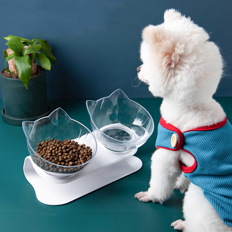 New Inclined Food Cat Ear Oblique Mouth Transparent Single Pet Bowl - 0 - CJ