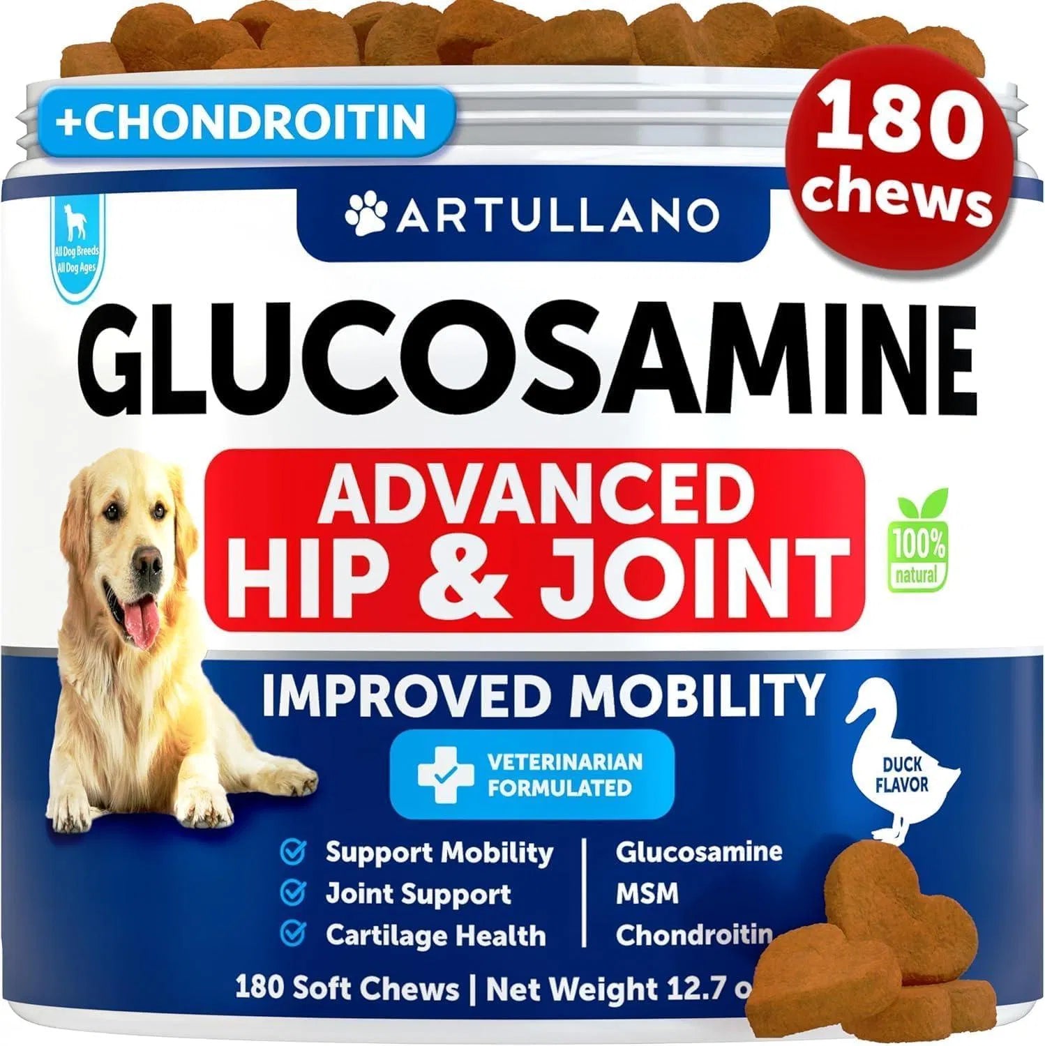 Glucosamine For Dogs Hip And Joint Supplement For Dogs With Arthritis Chews With Chondroitin Hemp Oil MSM Canine Joint Pain Relief Health Mobility Support For Large Breeds 120 Soft Treats - 5 - CJ