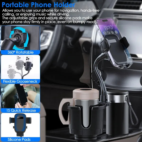 2 In 1 Car Cup Phone Holder Automotive Drink Holder With 360° Rotating Gooseneck Phone Mount Adjustable Base Fit For Most Phones Cups Vehicles - 5 - CJ