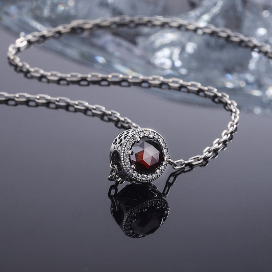 Heart Of The Sea 925 Sterling Silver Necklace Female Clavicle Chain Transfer Pearl Pigeon Blood Red Inlaid Bead Pendant - 4 - https://x.com/titan_prim62775J