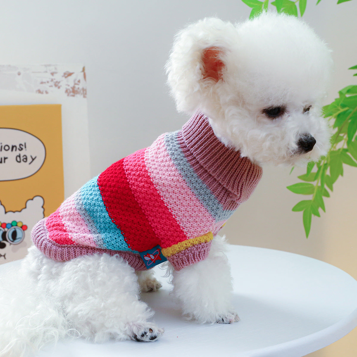 Pet Ring Comfortable Color Stripes Colorful Sweater - 0 - CJ
