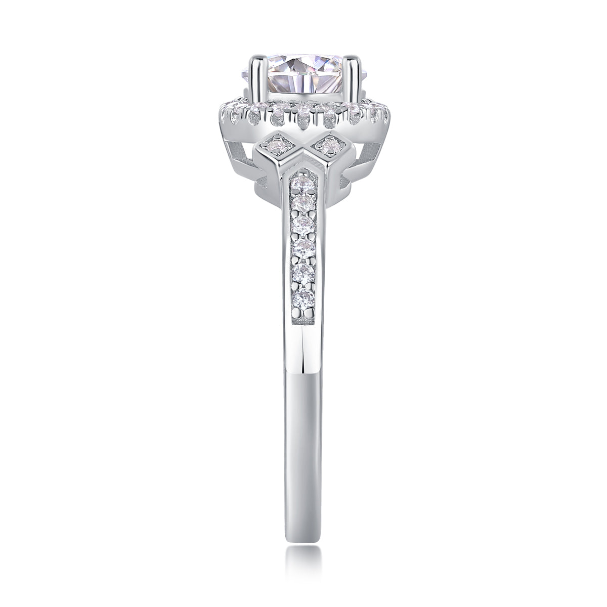 1Lighthouse Large Diamond Ring Luxury Fashion Set Moissanite Silver Ring Prohibit Tk Sales - 5 - CJ