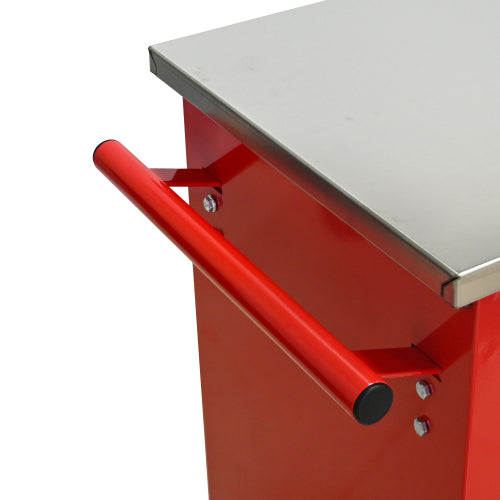 5 Drawers Multifunctional Tool Cart With Wheels,Metal Rolling Tool Cart Storage For Garage Workshop Warehouse Repair Shop - With Stainless Steel Roof - Red  Black - 5 - CJ