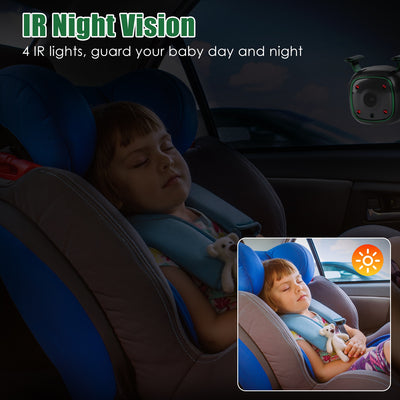 1Pc 1080P Baby Car Camera For 2 Kids Dual Channel Car Baby Monitor Rear Facing Car Seat Camera With 120Degree Wide View 6.86In HD Split Screen Night Vision - 5 - cjdropshipping