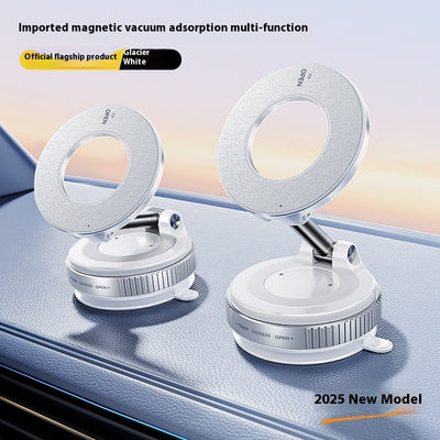 Magnetic Phone Holder With Vacuum Suction Foldable Adjustable Car Mount Magnetic Bracket Suction Nonslip For Busy Commuters - 0 - CJ - Glacier white - Upgrade - CJYD227014204DW
