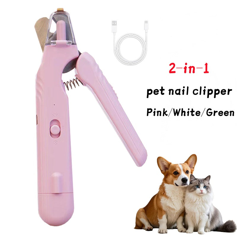 2 In 1 Pet Nail Clippers With Led Light Dog Cat Special Blood Line Scissors Multifunction Animals Paw Nail Trimmer Pet Supplies - 0 - CJ
