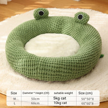 Pet Cat Dog Nest Little Frog Series Warm Plush Mat Autumn Winter Pet House Full Package Nest For Small Cats Dogs Within 5KG - 0 - CJ - Green Frog Round Nest - L - CJGY183872502BY