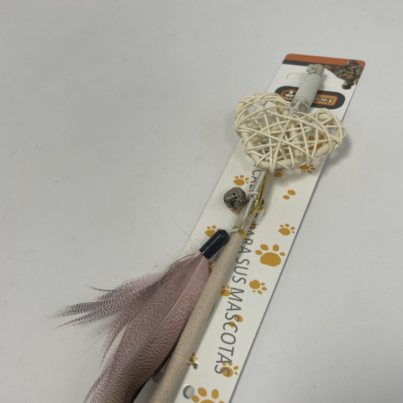 Wooden Rods And Rattan Balls Tease Cat Sticks