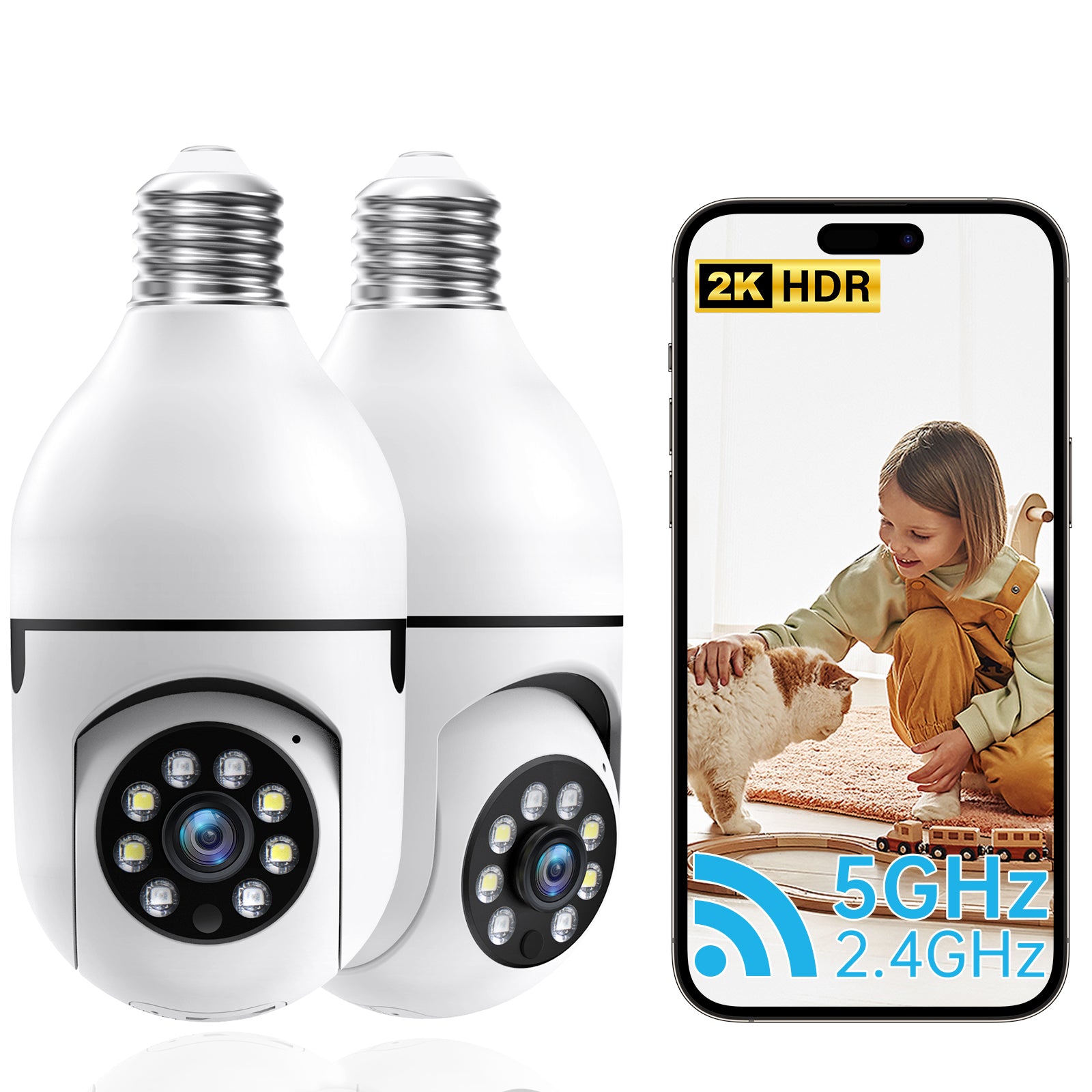 WiFi Indoor E27 Network Security Camera 2K Light Bulb Colorful Smart Home Full HD IP Camera 2pcs Set Camera - 5 - CJ