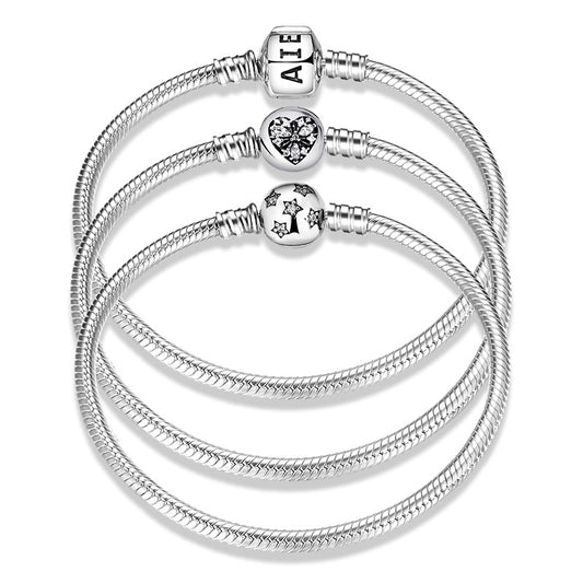 Women's Bracelet S925 Sterling Silver 3mm Suitable Beaded Pendant Accessories Diamond Inlaid All Kinds Of Button Heads Diy Basic Snake Bone Chain - 4 - https://x.com/titan_prim62775J