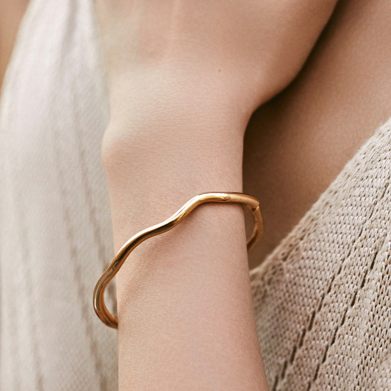 Simple Golden  Bangle - 5 - cjdropshipping