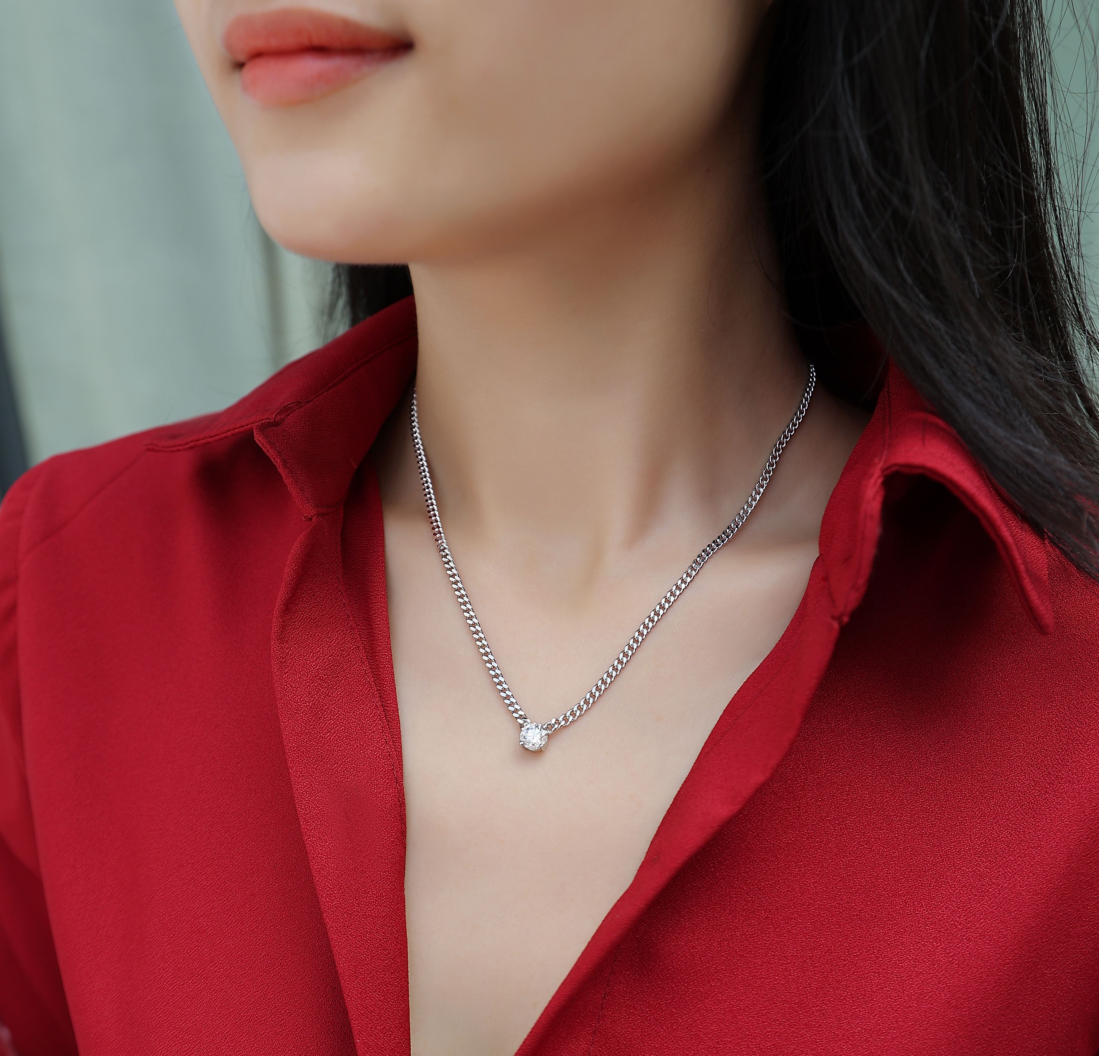 1Cuban Necklace Luxury Fashion Diamond Pendant Necklace Set With Mosan Diamond Silver Ornaments Prohibit TikTok sales - 5 - CJ