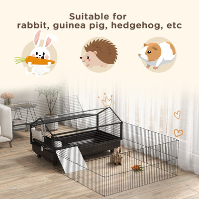 Small Animal Playpen Cage with Rolling Caster, Water Bottle 46.5" - 5 - CJ