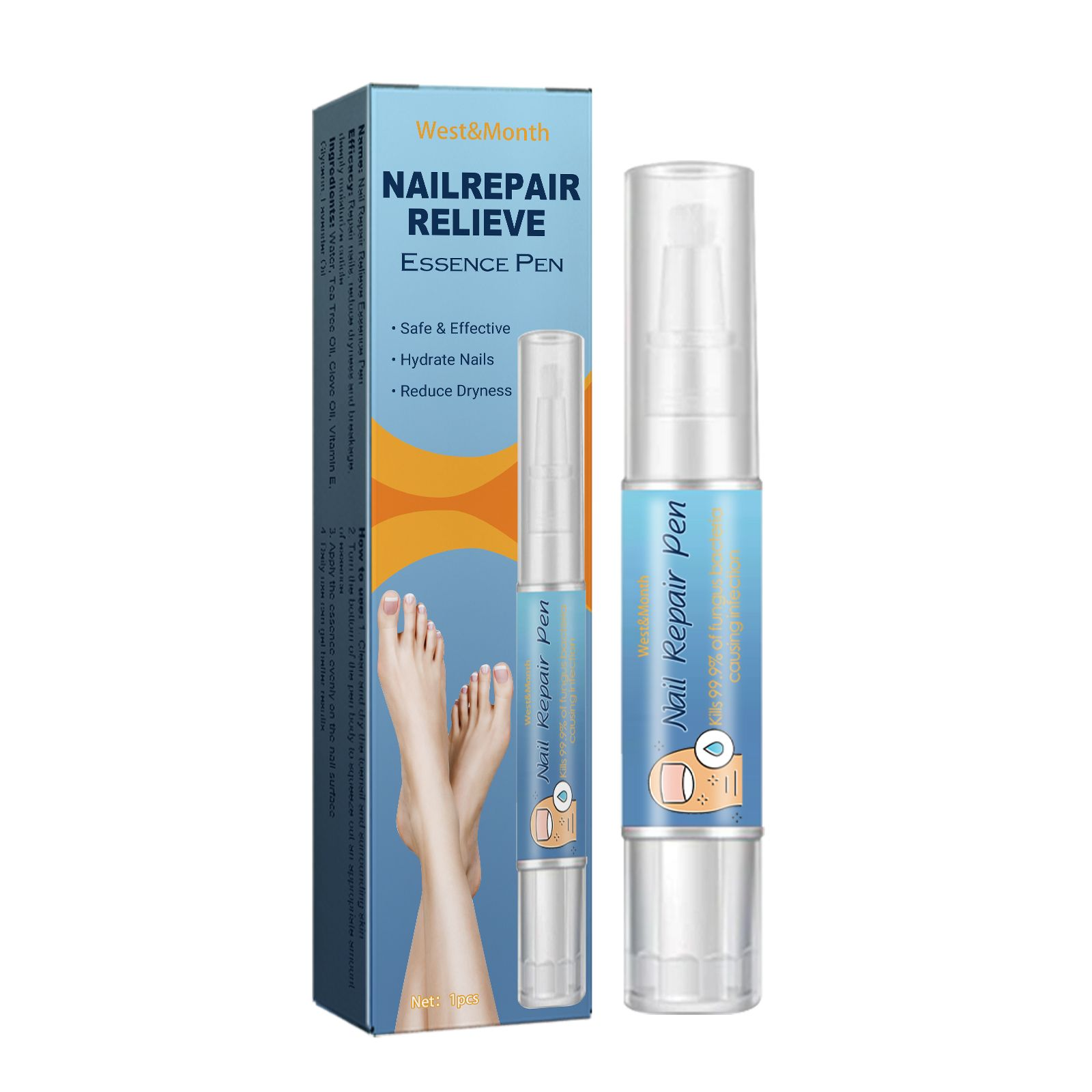 West&Month Nail Repair Relieve Essence Pen, Moisturizing Repair Hand And Foot Inlay Nail Thickening Grey Nail Correction Pen - 5 - CJ