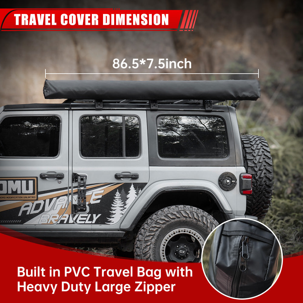 270 - Degree Awning Driver Side Free Standing, Car Side 270 - Degree Awning Waterproof UV50 Wind Resistant For SUV Van Truck - 5 - CJ