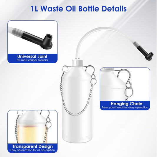 1 Set 3L Manual Brake Bleeder Kit One Person Brake Bleed Vacuum Pump Automotive Brake Fluid Bleeding Kit With 1L Waste Oil Bottle 4 Master Cylinder Adapters Gloves Funnel Fit For Most Vehicles - 5 - CJ