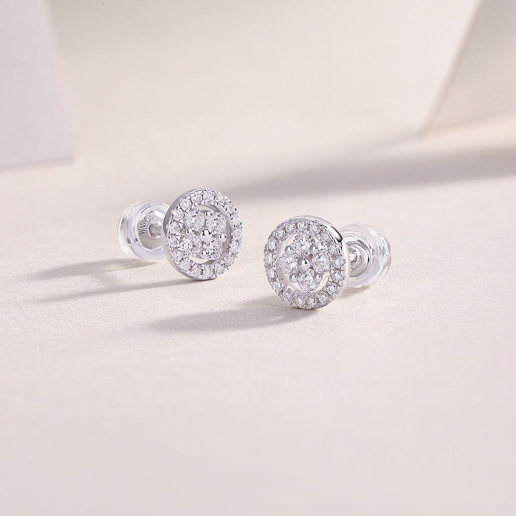 Silver Osmanthus - Fashionable And Luxurious Diamond Jewelry Earrings Set With Moissanite S925 Sterling Silver And Platinum-plated Stud Earrings