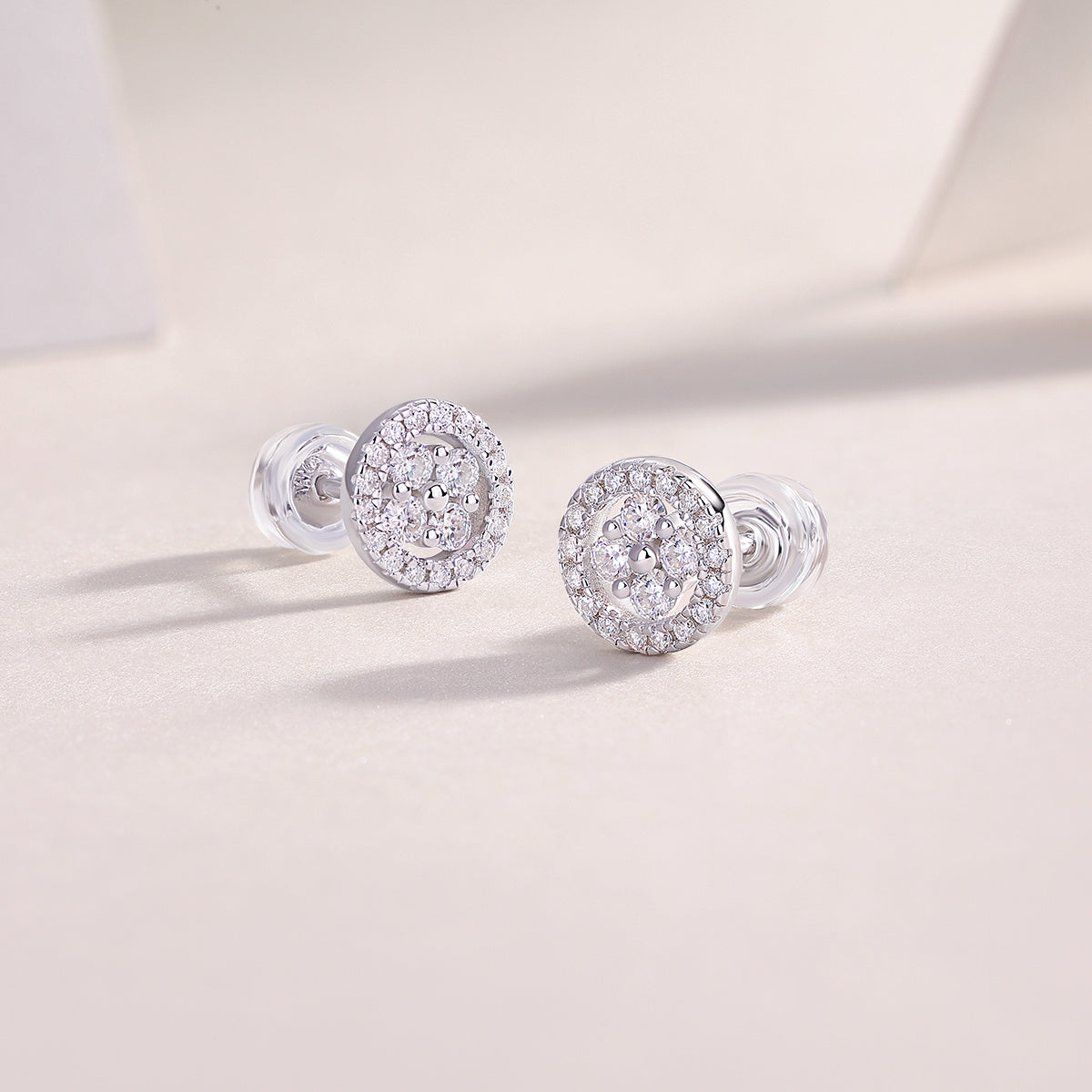 Silver Osmanthus - Fashionable And Luxurious Diamond Jewelry Earrings Set With Moissanite S925 Sterling Silver And Platinum-plated Stud Earrings