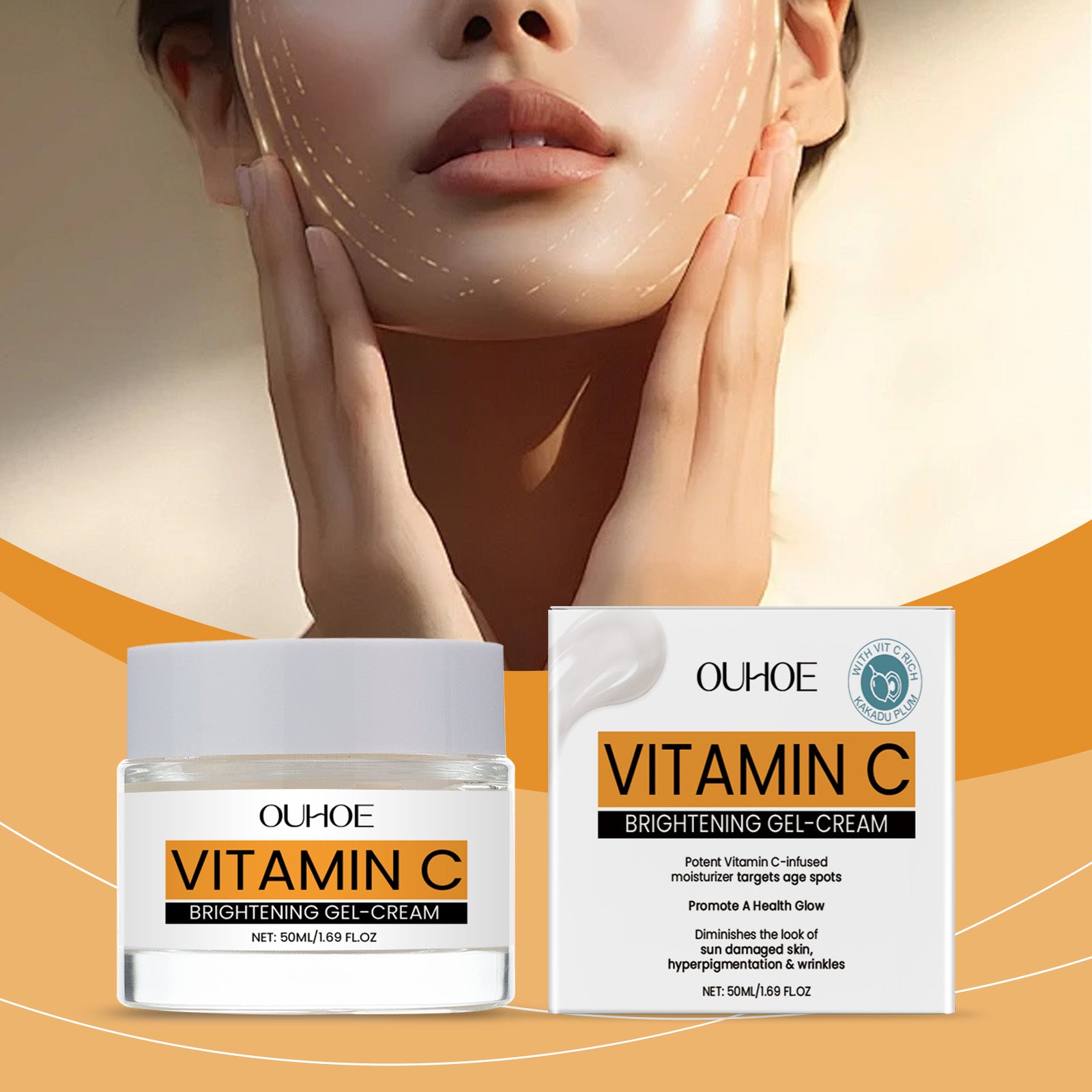 OUHOE Vitamin C Facial Gel Cream, Gentle Nourishing, Brightening, Moisturizing, Hydrating And Light Line Moisturizing Skin Cream - 5 - CJ