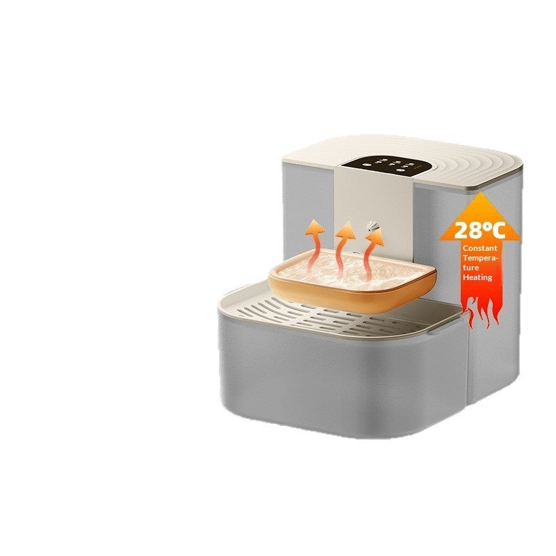 Thermostatically Controlled Plug - Free Pet Water Fountain With Automatic Tilting Feature Flowing Water - 0 - CJ