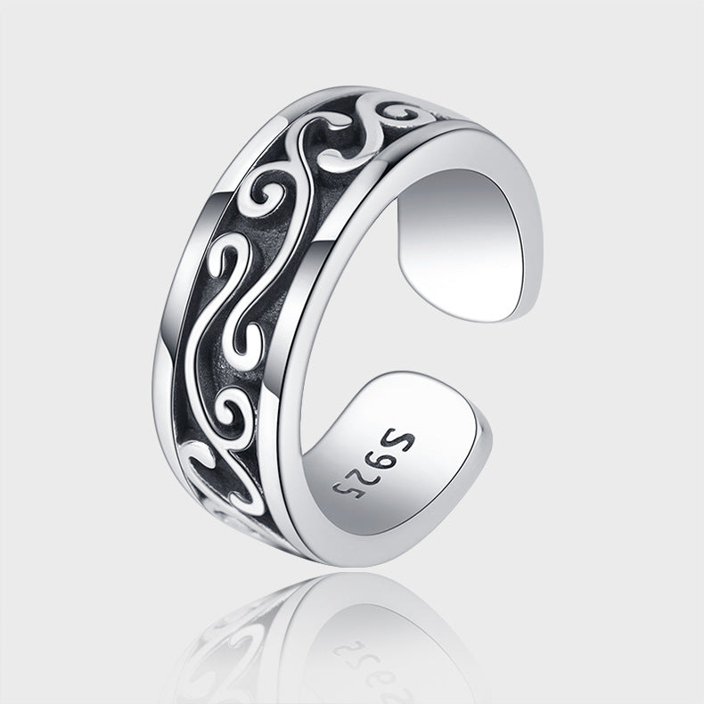 Retro Dark Thorn Ring Men's Sterling Silver - 4 - https://x.com/titan_prim62775J