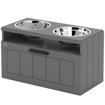 Elevated Dog Bowls, Large Breed Raised Dogs Bowl Stand with 2 Stainless Steel Bowls, Storage Drawer and Slow Feeder Mat - 5 - CJ