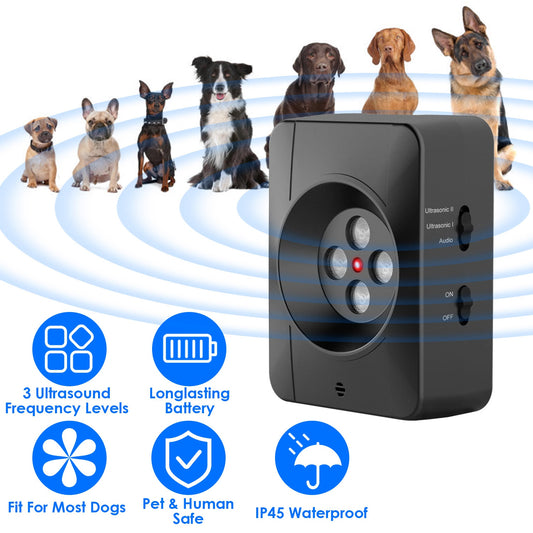 1Pc Ultrasonic Anti Barking Device Indoor Outdoor Dog Bark Control With 3 Frequency Levels Max 32.8Feet Sensing Distance For Most Dog Sizes - 5 - CJ