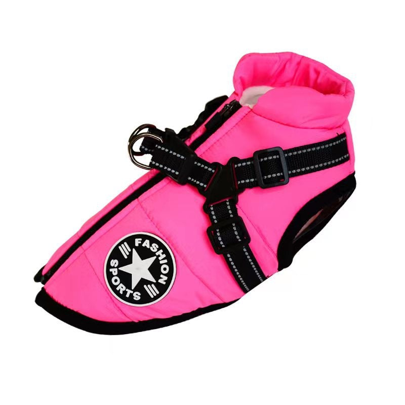 Pet Warm Dog Cotton - padded Clothes Fleece - lined Thickened Reflective Gallus - 0 - CJ