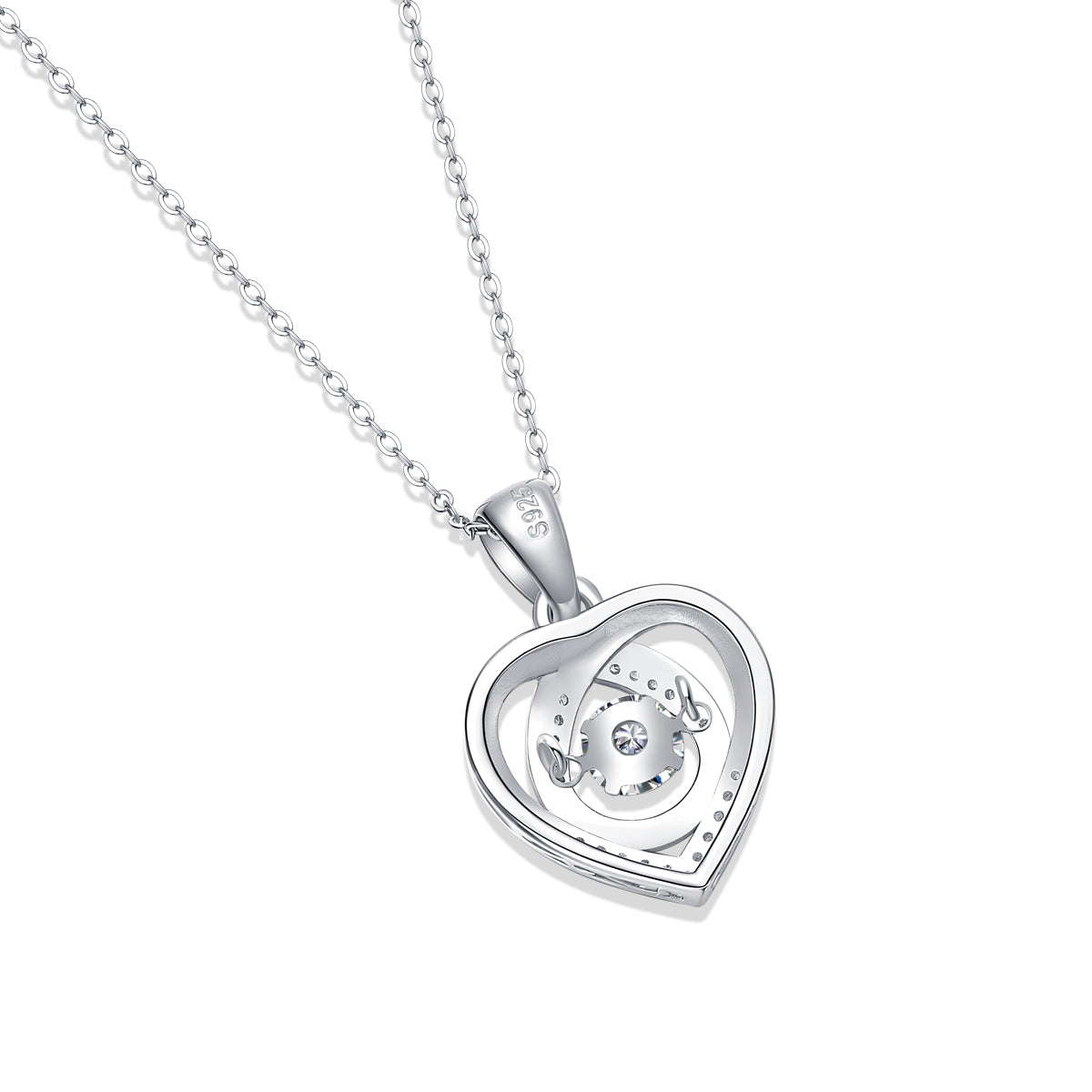 1Heart To Have Your Luxurious Fashion Diamond Pendant Necklace Set With Mosan Diamond Silver Ornaments Prohibit Tk Sales - 5 - CJ