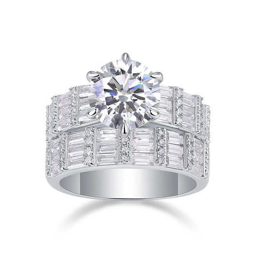 1Vanilla - A Fashionable And Luxurious Jewelry Piece Set With 3 - carat Moissanite S925 Sterling Silver And Platinum - plated Diamond Prohibit TikTok sales - 5 - CJ