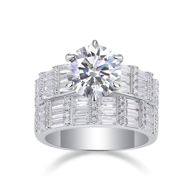 1Vanilla - A Fashionable And Luxurious Jewelry Piece Set With 3 - carat Moissanite S925 Sterling Silver And Platinum - plated Diamond Prohibit TikTok sales - 5 - CJ