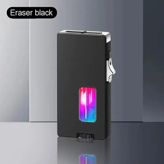 With Soft Fire/Jet Flame - Dual Fire Adjustable Lighter, Creative Wheel Side Pressure Ignition Dual Flame Lighter, Metal Body, Windproof Blue Flame, Window With Visual Fuel Tank, Suitable For Outdoor - 5 - cjdropshipping