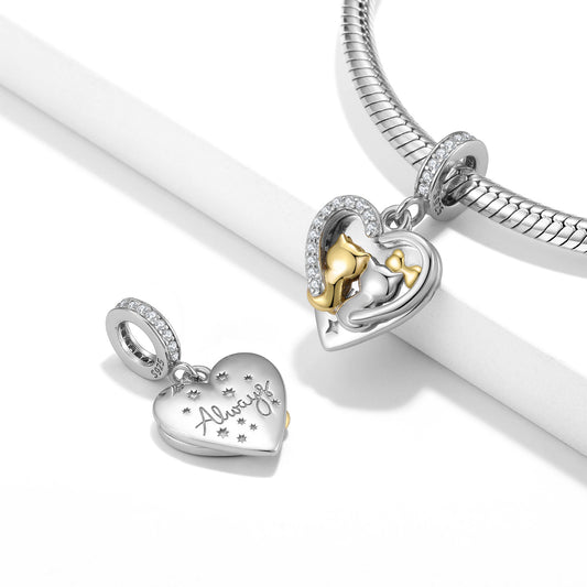 Cat Couple S925 Sterling Silver Valentine's Day Pendant Necklace Bracelet - 4 - CJ