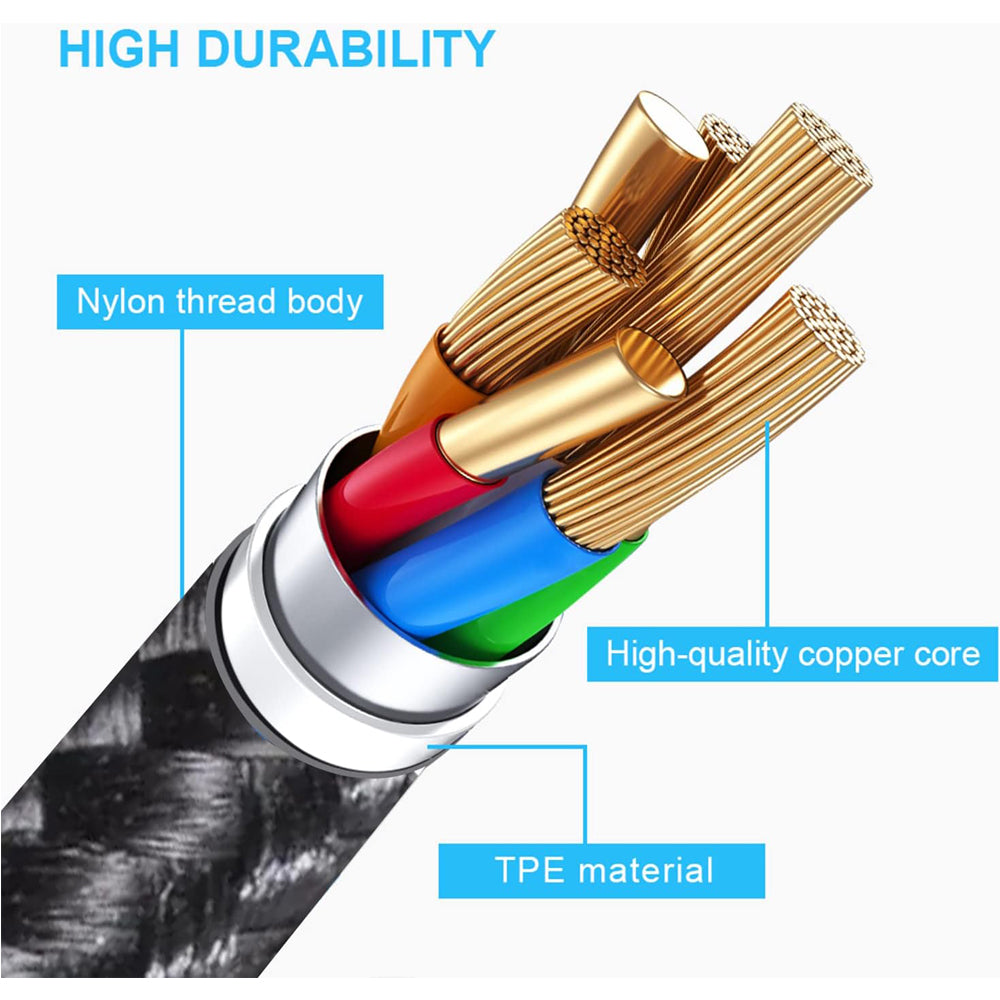 150cm 180cm USB Charging Cable A Pple MFi Certified, Nylon Braided Jacket,Black Premium Series - 5 - CJ