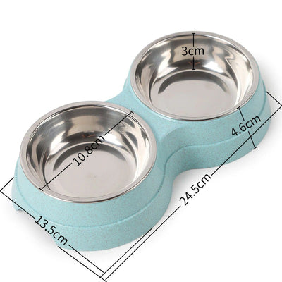 Double Pet Bowls Dog Food Water Feeder Stainless Steel Pet Drinking Dish Feeder Cat Puppy Feeding Supplies Small Dog Accessories - 5 - CJ