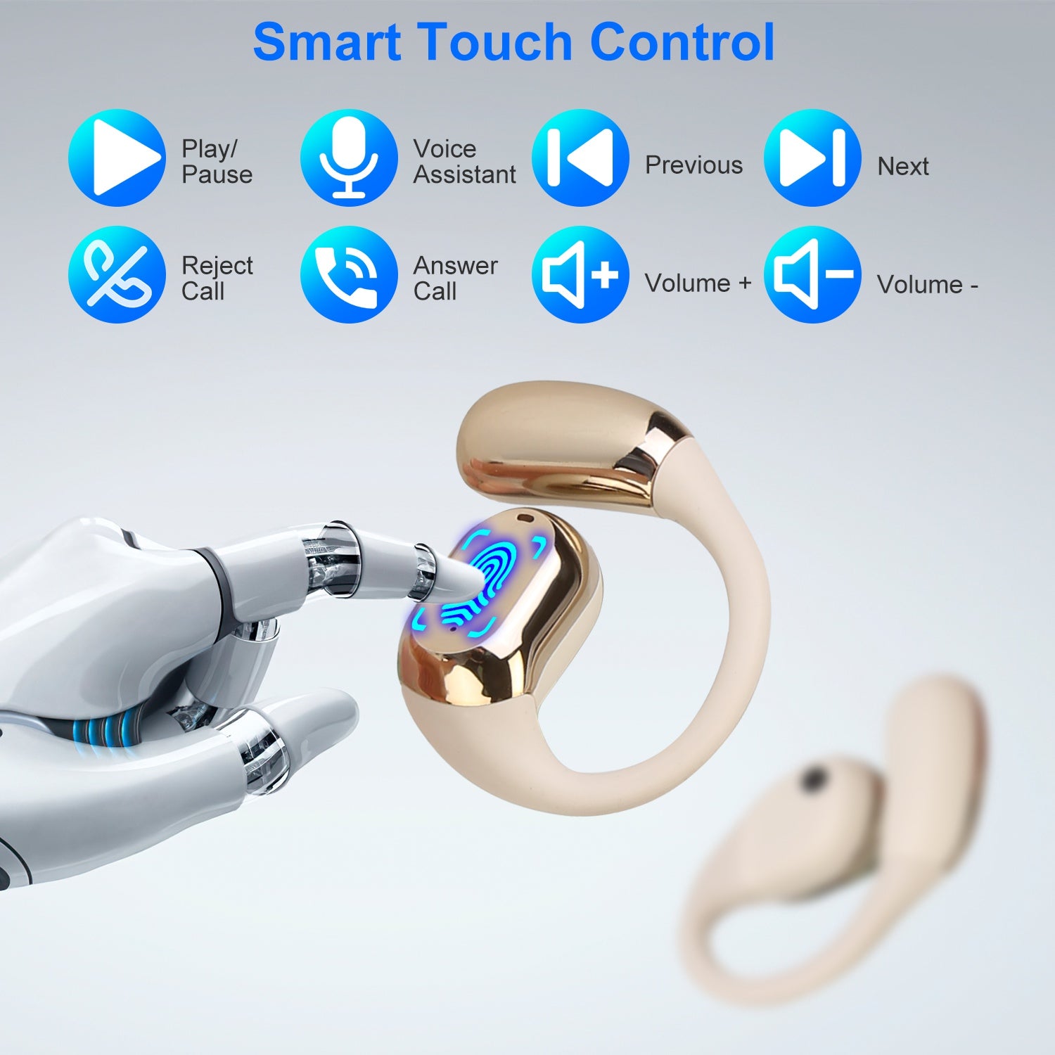 1 Set Wireless V5.4 Open Ear Earbuds With Earhook LED Display Charging Case IPX5 Waterproof 300Hrs Standby Time Touch Control Stereo Sport Headphones For Workout Running - 5 - CJ