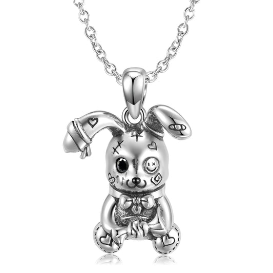 Creative Violence Doll Rabbit Pendant Necklace S925 Sterling Silver Sterling Silver Personality Unisex Wind Collar Chain - 4 - https://x.com/titan_prim62775J