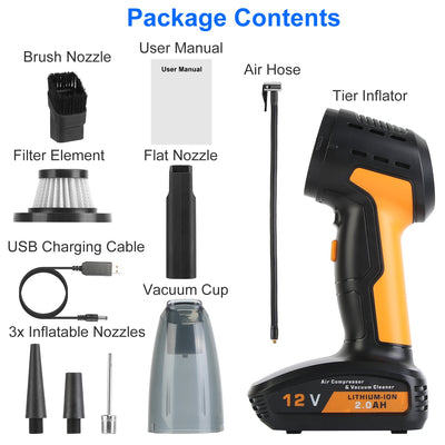 1Pc 4 In 1 Cordless Car Vacuum Cleaner And Tire Inflator With LED Light Digital Display Tire Pressure Gauge 150PSI Rechargeable Air Compressor Pump Essential Car Accessories - 5 - CJ